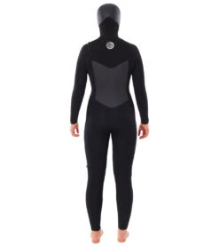 Rip Curl Women's 6/4 Flashbomb Long Sleeve Hooded Chest Zip Fullsuit Wetsuit -Swimming Shops 7510130688168 black 3a