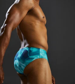 TYR Men's Mezio Racer Brief Swimsuit -Swimming Shops 7539494682792 tealmulti 8a