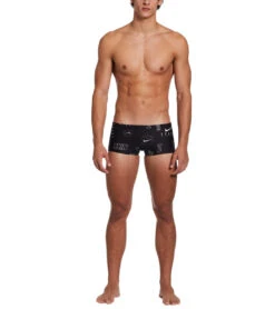 Nike Men's HydraStrong Multi Print Square Leg Swimsuit -Swimming Shops 7547163279528 black 3a