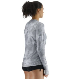 TYR Women's Turbulent SunDefense Vented Long Sleeve UPF 50+ Swim Shirt -Swimming Shops 7573288059048 dustyturquoise 4a