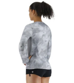 TYR Women's Turbulent SunDefense Vented Long Sleeve UPF 50+ Swim Shirt -Swimming Shops 7573288059048 dustyturquoise 6a