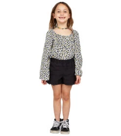 Volcom Girls' Strutin Stone Shorts (Big Kid) -Swimming Shops 7585914716328 black 4a