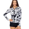 Women's Aloha Beach Front Zip Long Sleeve UPF 50 Rash Guard