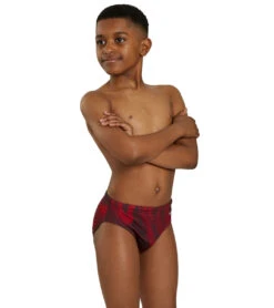 HydroLast Sonar Waves Swim Brief Swimsuit Youth (22 - 28) -Swimming Shops 7595544969384 red 3a