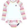 Girls' Surf Babe Long Sleeve Ruffle Two Piece Swim Set (Baby)