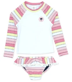 Girls' Surf Babe Long Sleeve Ruffle Two Piece Swim Set (Baby)