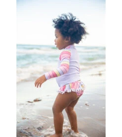 Girls' Surf Babe Long Sleeve Ruffle Two Piece Swim Set (Baby) -Swimming Shops 7600910467240 sunsetstripe 3a