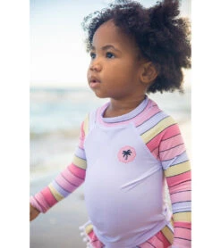 Girls' Surf Babe Long Sleeve Ruffle Two Piece Swim Set (Baby) -Swimming Shops 7600910467240 sunsetstripe 4a