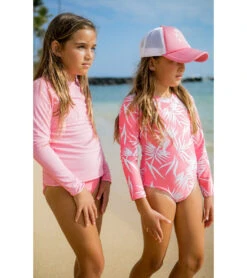 Girls' Wave Chaser Long Sleeve One Piece Swimsuit (Toddler, Little Kid, Big Kid) -Swimming Shops 7600911712424 sugarcoral 4a