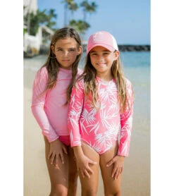 Girls' Wave Chaser Long Sleeve One Piece Swimsuit (Toddler, Little Kid, Big Kid) -Swimming Shops 7600911712424 sugarcoral 5a