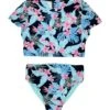 Girls' Reversible Two Piece Rashguard Set (Toddler, Little Kid, Big Kid)