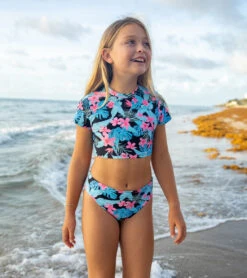 Girls' Reversible Two Piece Rashguard Set (Toddler, Little Kid, Big Kid) -Swimming Shops 7600912203944 black 4a