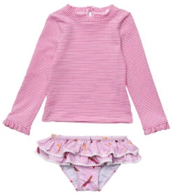 Girls' Diving Diva Long Sleeve Two Piece Rashguard Set (Baby, Toddler, Little Kid)