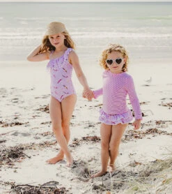 Girls' Diving Diva Long Sleeve Two Piece Rashguard Set (Baby, Toddler, Little Kid) -Swimming Shops 7601446420648 pink 6a