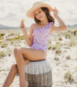 Girls' Diving Diva One Shoulder Frill One Piece Swimsuit (Toddler, Little Kid, Big Kid) -Swimming Shops 7601446486184 pink 6a