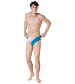 Speedo Vibe Men's Color Blocked One Brief Swimsuit -Swimming Shops 7605387067560 crystalteal 4a