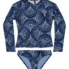 Splendid Girls' Indigo Long Sleeve Ruffle Two Piece Rashguard Set (Big Kid)