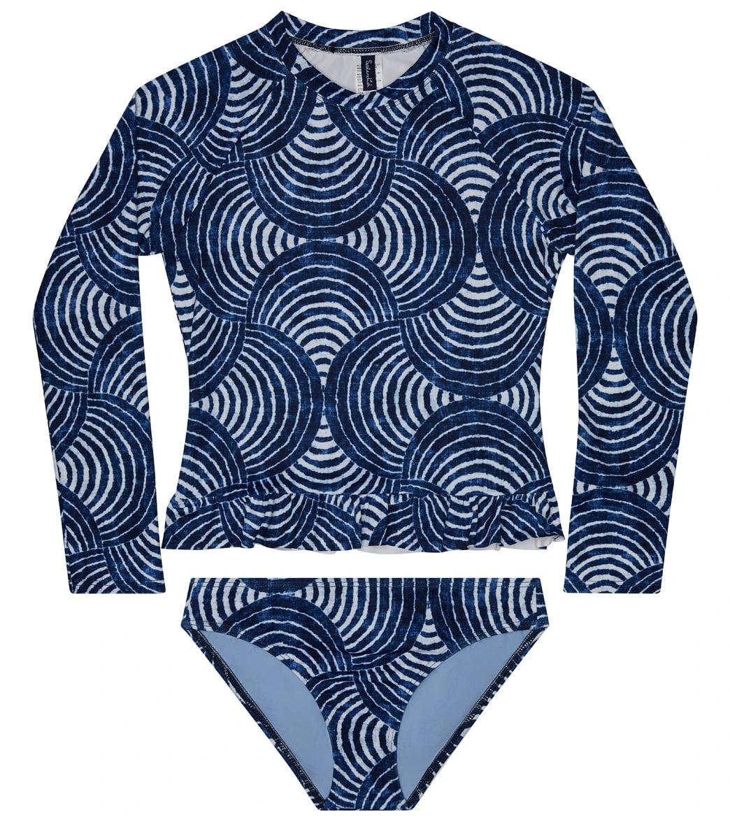 Splendid Girls' Indigo Long Sleeve Ruffle Two Piece Rashguard Set (Big Kid) 1 Splendid Girls' Indigo Long Sleeve Ruffle Two Piece Rashguard Set (Big Kid)