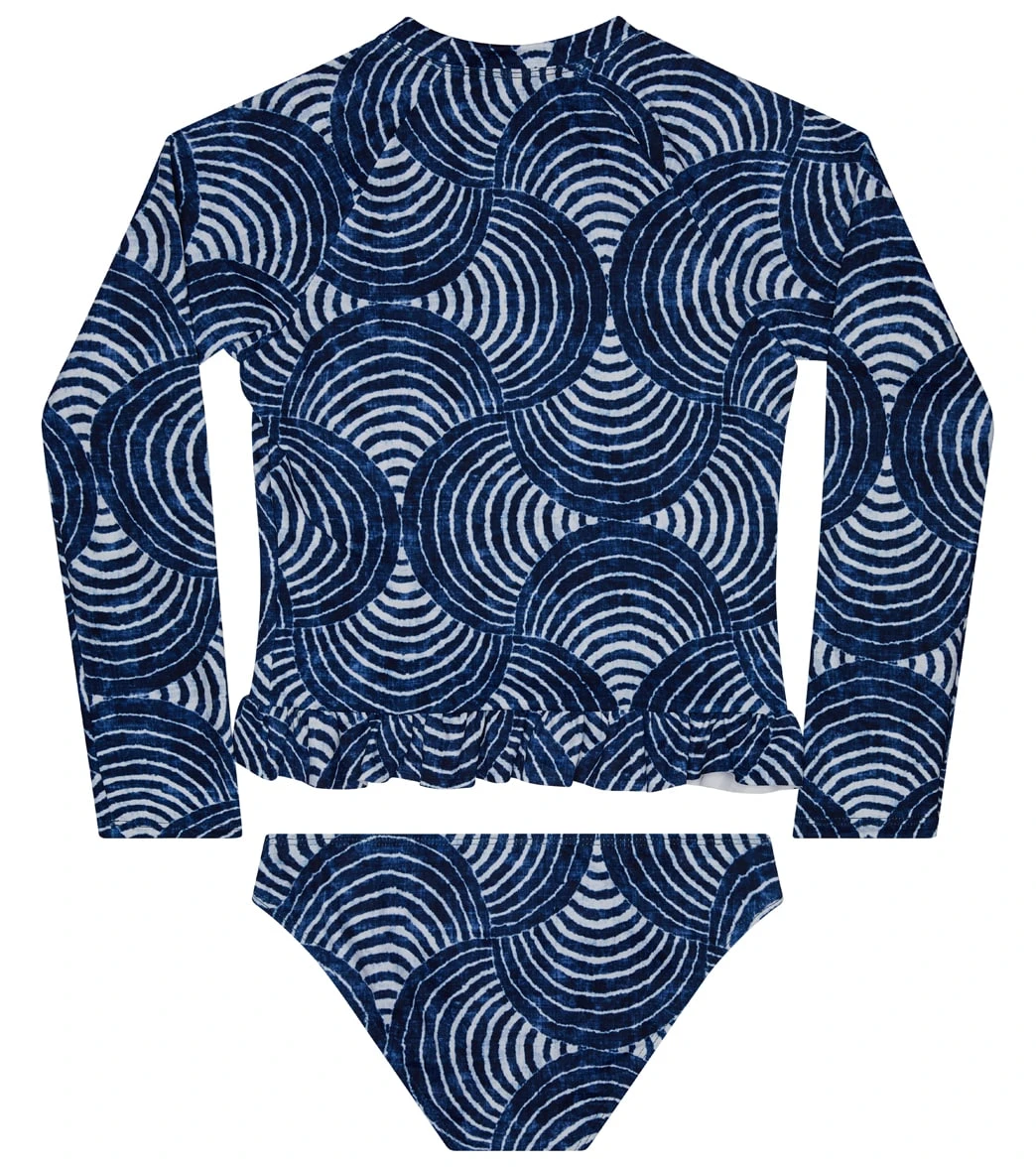 Splendid Girls' Indigo Long Sleeve Ruffle Two Piece Rashguard Set (Big Kid) 2 Splendid Girls' Indigo Long Sleeve Ruffle Two Piece Rashguard Set (Big Kid) - Image 2