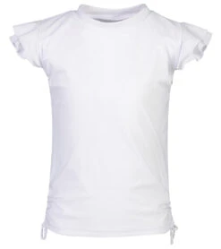 Girls' White Flutter Short Sleeve Rash Guard (Baby, Toddler, Little Kid, Big Kid)