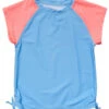 Girls' Cornflower Peach Sleeve Short Sleeve Rash Guard (Toddler, Little Kid, Big Kid)