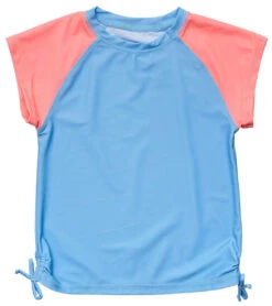 Girls' Cornflower Peach Sleeve Short Sleeve Rash Guard (Toddler, Little Kid, Big Kid)