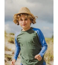 Boys' Olive Blue Long Sleeve Rash Guard (Toddler, Little Kid, Big Kid) -Swimming Shops 7631513977000 blue 3aa