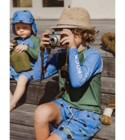 Boys' Olive Blue Long Sleeve Rash Guard (Toddler, Little Kid, Big Kid) -Swimming Shops 7631513977000 blue 4aa