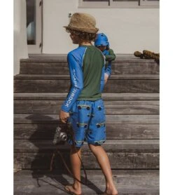 Boys' Olive Blue Long Sleeve Rash Guard (Toddler, Little Kid, Big Kid) -Swimming Shops 7631513977000 blue 5aa