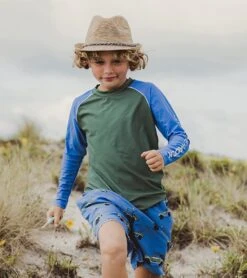 Boys' Olive Blue Long Sleeve Rash Guard (Toddler, Little Kid, Big Kid) -Swimming Shops 7631513977000 blue 6aa