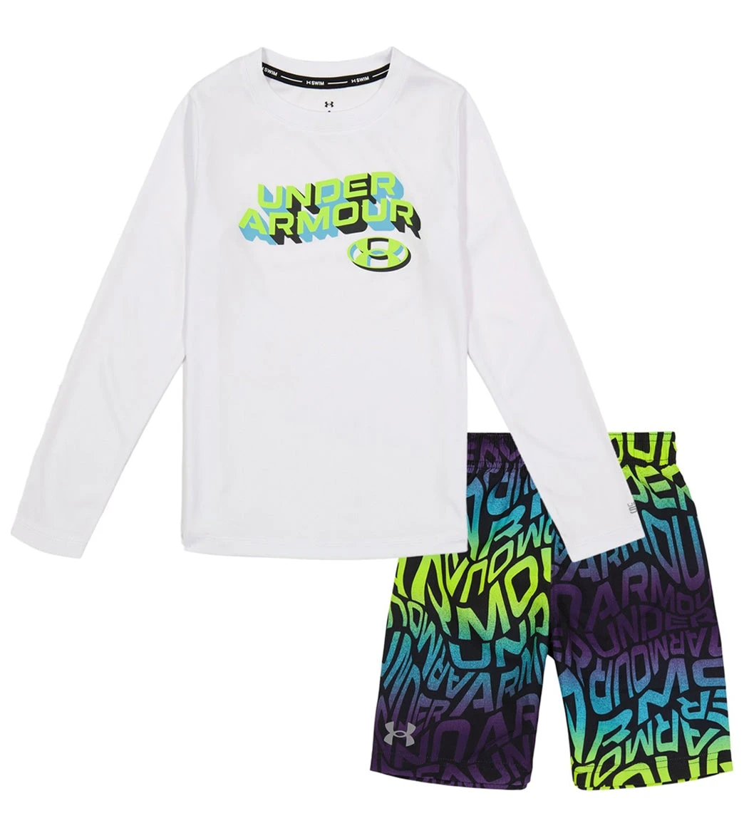 Under Armour Boys' UA Warp Logo Long Sleeve Swim Set (Little Kid) 1 Under Armour Boys' UA Warp Logo Long Sleeve Swim Set (Little Kid)