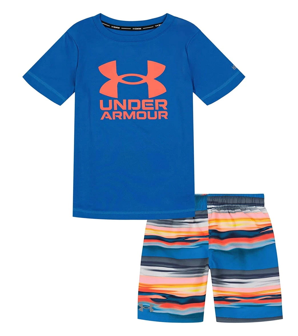 Under Armour Boys' UA Serenity Stripe Short Sleeve Swim Set (Baby, Toddler, Little Kid) 1 Under Armour Boys' UA Serenity Stripe Short Sleeve Swim Set (Baby, Toddler, Little Kid)