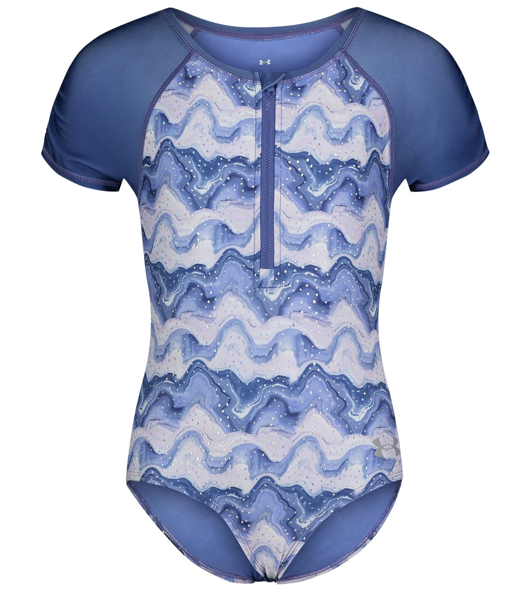 Under Armour Girls' UA Mixing Waves Short Sleeve One Piece Swimsuit (Little Kid 1 Under Armour Girls' UA Mixing Waves Short Sleeve One Piece Swimsuit (Little Kid
