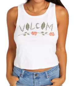 Volcom Women's That One Baby Tank Top -Swimming Shops 7650530492584 white 3a