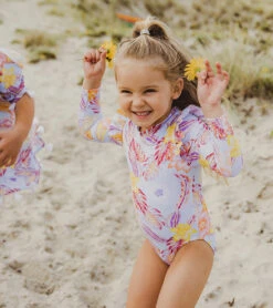 Girls' Boho Tropical Frill Long Sleeve One Piece Swimsuit (Baby, Toddler, Little Kid) -Swimming Shops 7652776050856 blue 7a