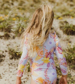 Girls' Boho Tropical Frill Long Sleeve One Piece Swimsuit (Baby, Toddler, Little Kid) -Swimming Shops 7652776050856 blue 8a