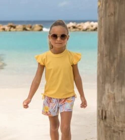 Girls' Marigold Flutter Sleeve Rashguard (Toddler, Little Kid, Big Kid) -Swimming Shops 7652777066664 yellow 3a