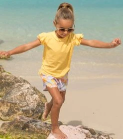 Girls' Marigold Flutter Sleeve Rashguard (Toddler, Little Kid, Big Kid) -Swimming Shops 7652777066664 yellow 4a