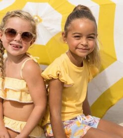 Girls' Marigold Flutter Sleeve Rashguard (Toddler, Little Kid, Big Kid) -Swimming Shops 7652777066664 yellow 5a