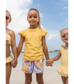 Girls' Marigold Flutter Sleeve Rashguard (Toddler, Little Kid, Big Kid) -Swimming Shops 7652777066664 yellow 6a