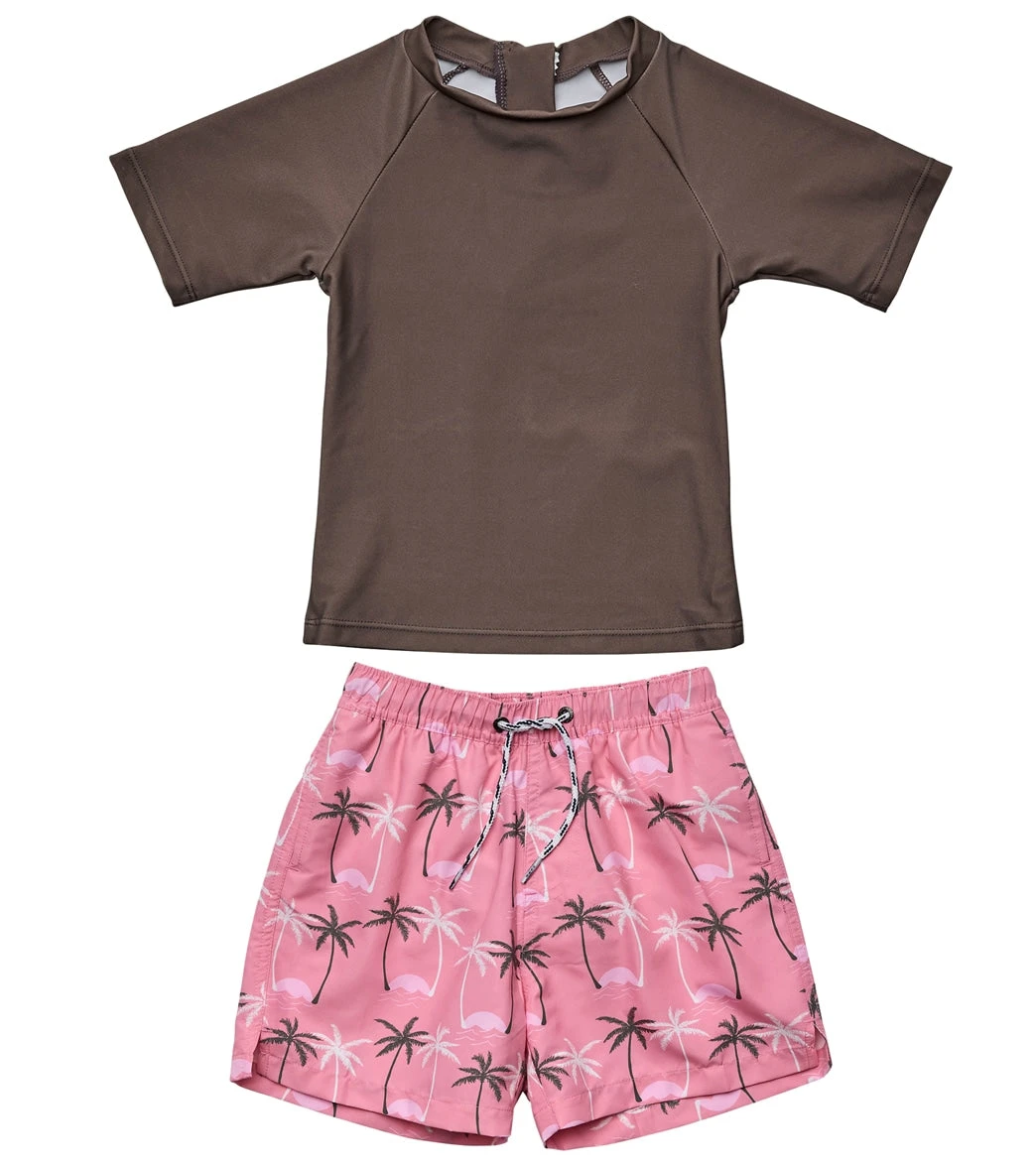 Boys' Palm Paradise Sustainable Short Sleeve Rashguard Set (Baby) 1 Boys' Palm Paradise Sustainable Short Sleeve Rashguard Set (Baby)