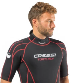 CRESSI Men's Tortuga 2.5MM Short Sleeve Springsuit Wetsuit -Swimming Shops 7659811897512 blackred 3a
