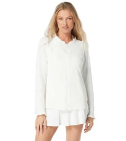 Women's Pique Solids Phoebe Long Sleeve Zip Front Rash Guard