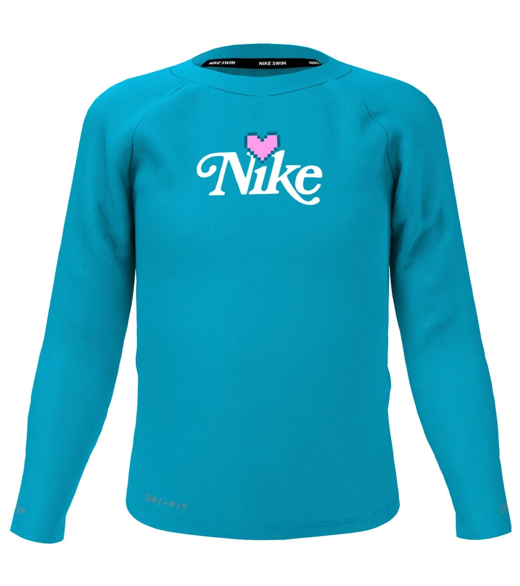 Nike Girls' Digi Heart Long Sleeve Rashguard (Little Kid) 1 Nike Girls' Digi Heart Long Sleeve Rashguard (Little Kid)