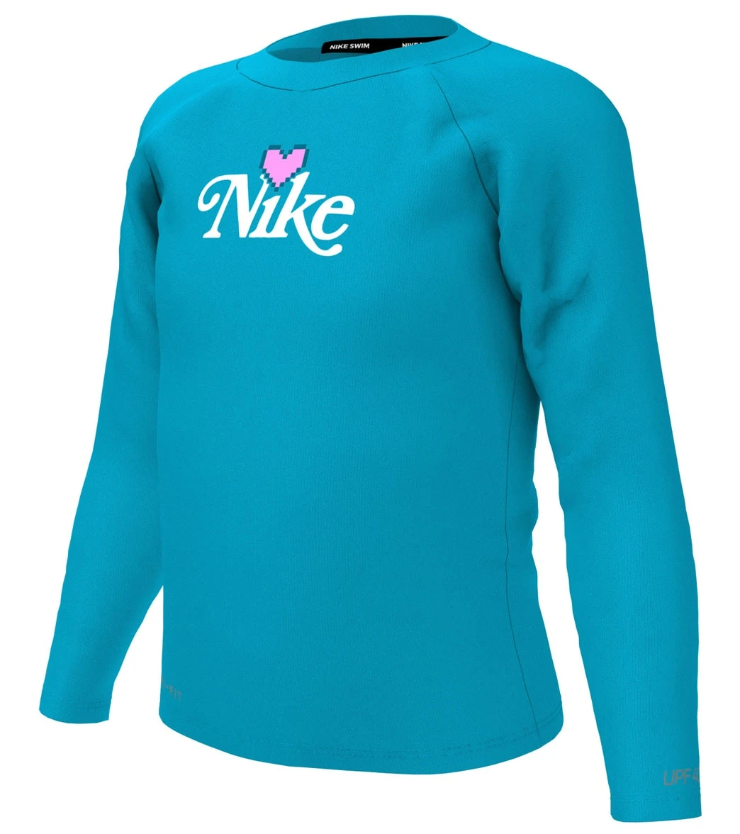 Nike Girls' Digi Heart Long Sleeve Rashguard (Little Kid) 2 Nike Girls' Digi Heart Long Sleeve Rashguard (Little Kid) - Image 2